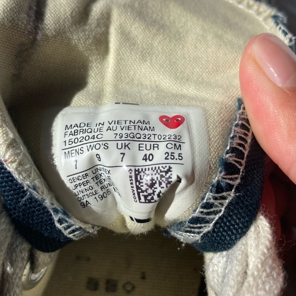 Converse x Comme des Garçons collab black high tops men’s 7 women’s 9 - Picture 2 of 7